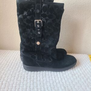 Coach Tullip Black Suede Boots Women's Size 9